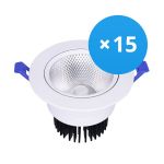 Lot 15x Spot encastrable LED Ronde inclinable 15W 1200lm 60D - 930  | 135mm - Diamètre 110mm - UGR <19