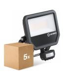 Lot 5x Ledvance Projecteur LED Aluminium Noir 41W 6000lm 100D - 840  | IP65 - Détecteur de Mouvement et de Lumière - Symétrique