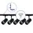 Ensemble complet Rail Monophasé Rail L 1 x 2 Mètre Noir | incl. 5x Spot + GU10 2700K 3W Dimmable + Embout, Connecteur d’Alimentation et L -Connecteur